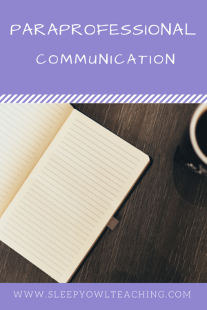 image of paraprofessional communication with notebook and coffee cup
