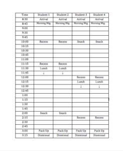 schedule with lunch and recess