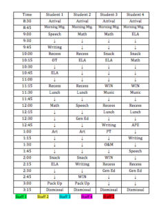schedule including academic blocks
