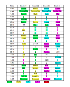 schedule color coded by staff member