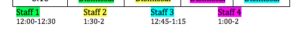 schedule of staff lunch breaks